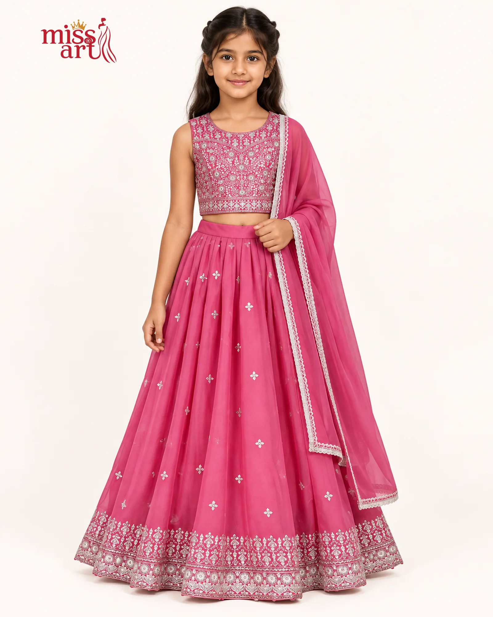 Pink Embellished Lehenga Set - front